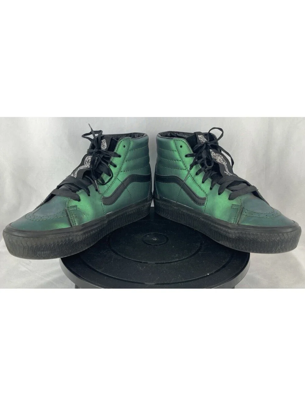 Men’s 7 / Women’s 8.5 Vans Sk8-Hi Harry Potter Slytherin Dark Mark Green Leather